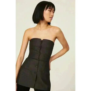 Philosophy di Lorenzo Serafini Tuxedo Aline Strapless Top Grey Women's US Size 8